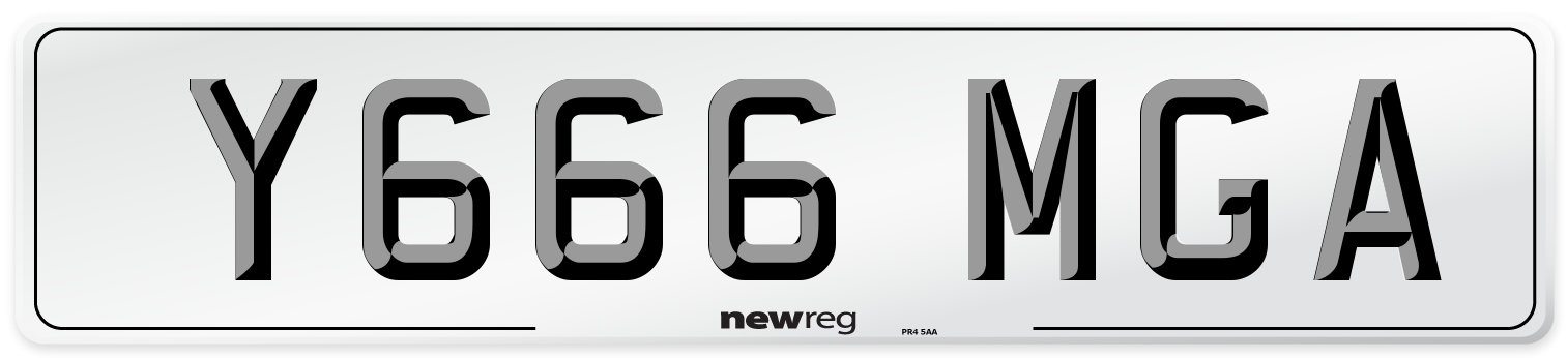 Y666 MGA Number Plate from New Reg